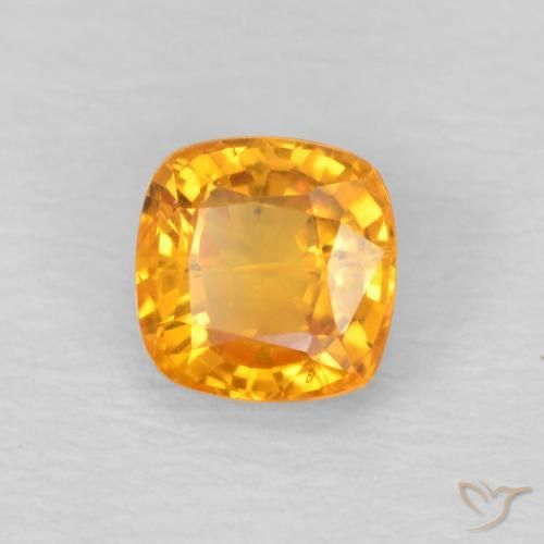 0.62 ct Golden Sapphire Stone, Natural Sapphire in Cushion-Cut Shape for Sale