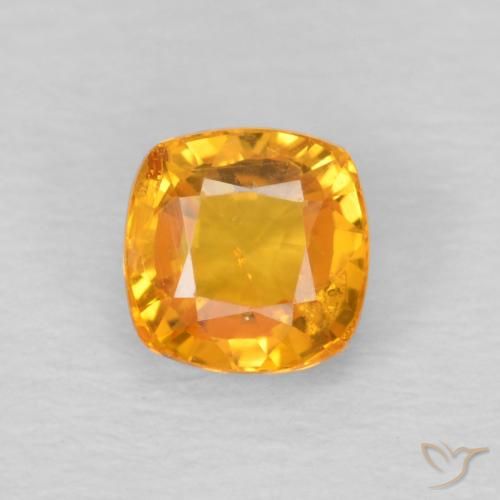 0.70ct Natural Medium Orange Sapphire, Cushion, VS