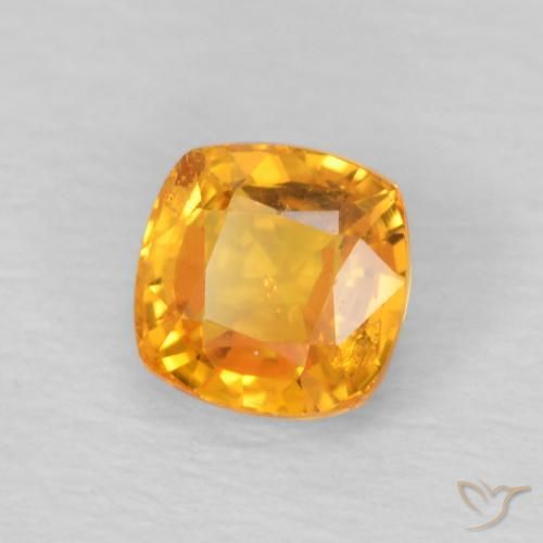 0.70 ct Golden Sapphire Stone, Natural Sapphire in Cushion-Cut Shape for Sale