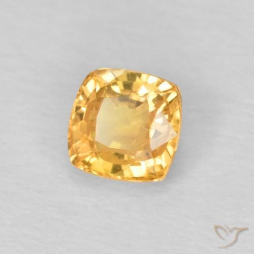 0.49 ct Golden Sapphire Stone, Natural Sapphire in Cushion-Cut Shape for Sale