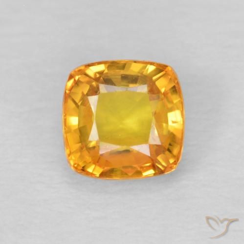 0.68ct Natural Orange-Gold Sapphire, Cushion, VS