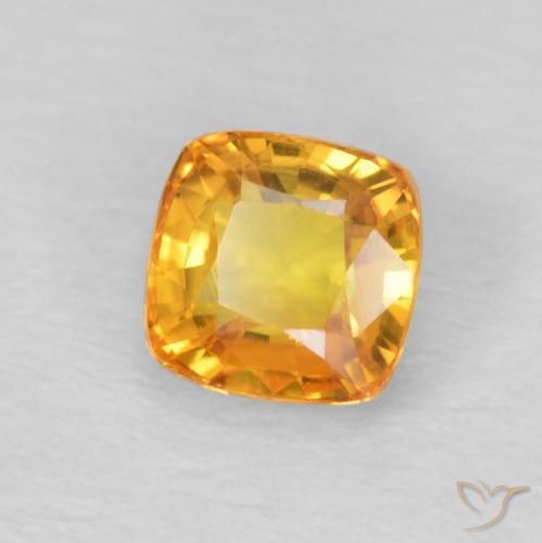 0.68 ct Golden Sapphire Stone, Natural Sapphire in Cushion-Cut Shape for Sale
