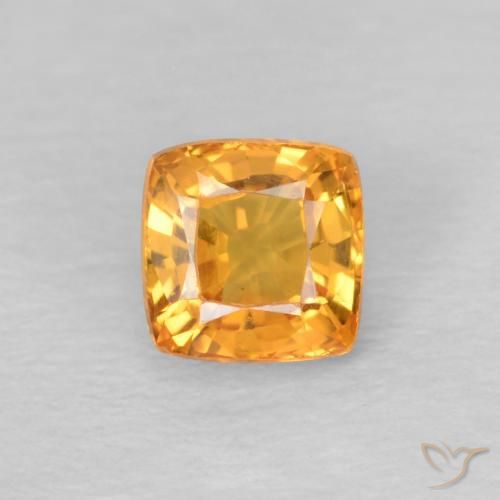0.56ct Natural Honey Orange Sapphire, Cushion, VS