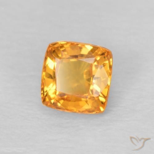 0.56 ct Orange Sapphire Stone, Natural Sapphire in Cushion-Cut Shape for Sale