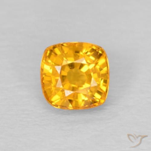 0.53ct Natural Orange-Gold Sapphire, Cushion, VS