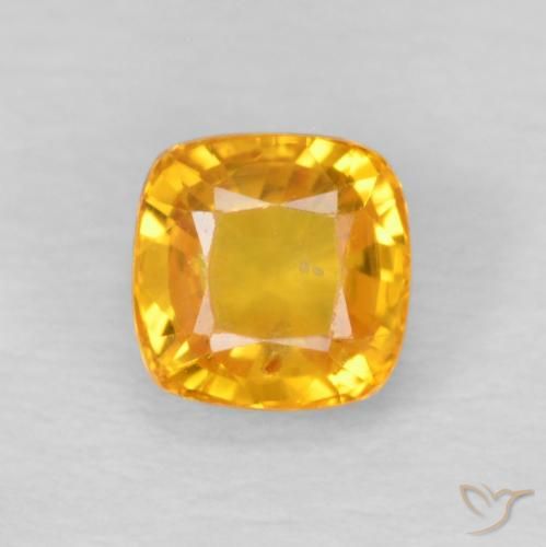 0.77ct Natural Medium Orange Sapphire, Cushion, VS