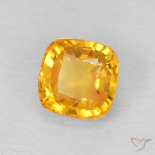 0.77 ct Golden Sapphire Stone, Natural Sapphire in Cushion-Cut Shape for Sale