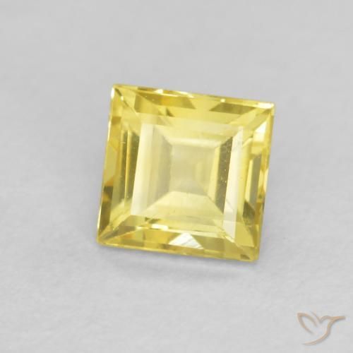 0.51 ct Yellow Sapphire Stone, Natural Sapphire in Square Facet Shape for Sale