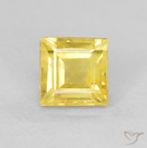 0.60ct Natural Medium Yellow Sapphire, Square, VVS-VS