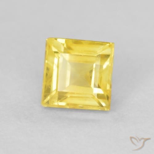 0.60 ct Yellow Sapphire Stone, Natural Sapphire in Square Facet Shape for Sale