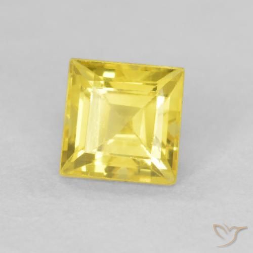 0.57 ct Yellow Sapphire Stone, Natural Sapphire in Square Facet Shape for Sale