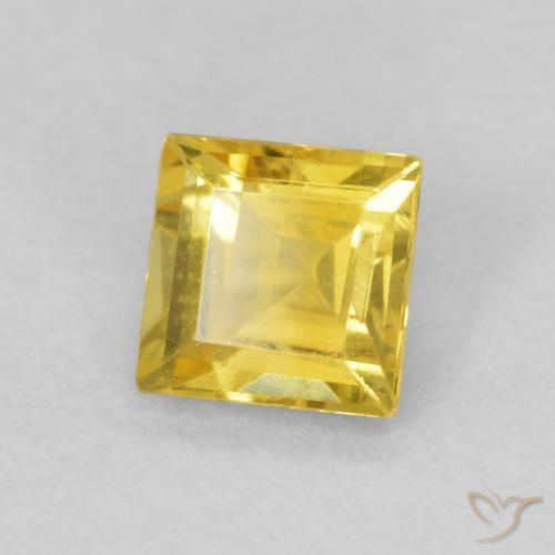 0.49 ct Yellow Sapphire Stone, Natural Sapphire in Square Facet Shape for Sale