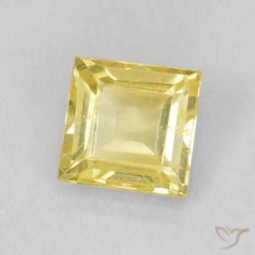 0.57 ct Yellow Sapphire Stone, Natural Sapphire in Square Facet Shape for Sale