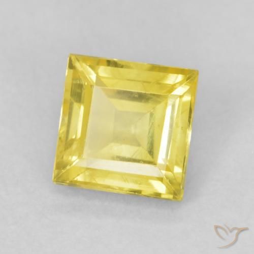 0.64 ct Yellow Sapphire Stone, Natural Sapphire in Square Facet Shape for Sale