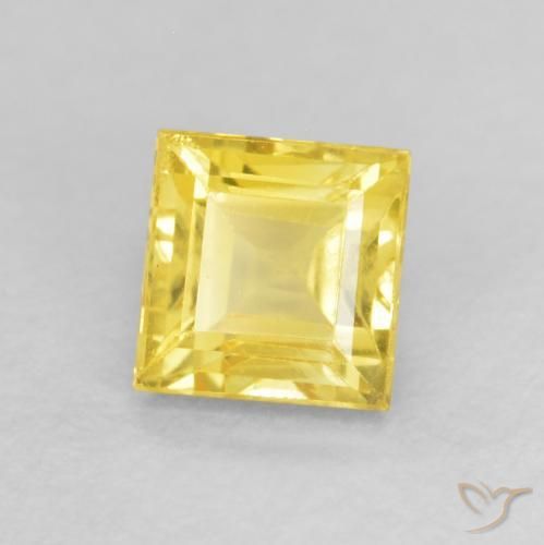 0.63 ct Yellow Sapphire Stone, Natural Sapphire in Square Facet Shape for Sale