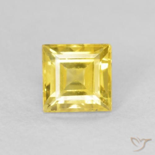 Saphir jaune en vrac de 0,52 ct, taille carrée de 4 x 4 mm de Tanzanie, Photo A