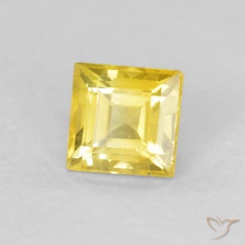 0.52 ct Yellow Sapphire Stone, Natural Sapphire in Square Facet Shape for Sale
