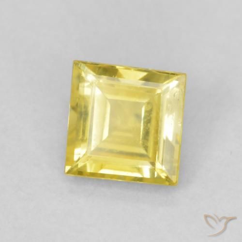 0.48 ct Yellow Sapphire Stone, Natural Sapphire in Square Facet Shape for Sale