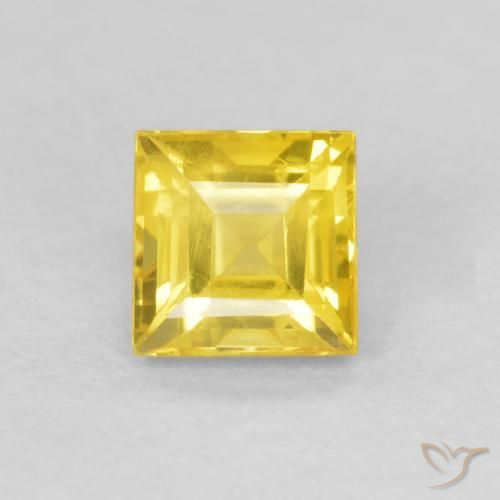 0.51ct Natural Medium Yellow Sapphire, Square, VS