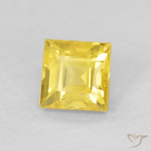 0.51 ct Yellow Sapphire Stone, Natural Sapphire in Square Facet Shape for Sale