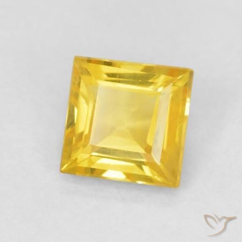 0.56 ct Golden Sapphire Stone, Natural Sapphire in Square Facet Shape for Sale