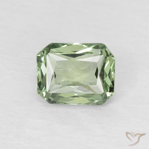 0.56ct Natural Medium Light Green Sapphire, Emerald Cut, VVS