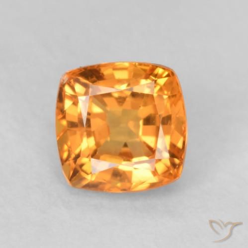 0.60ct Natural Medium Orange Sapphire, Cushion, VVS-VS