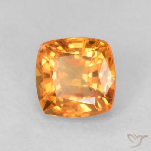 0.60 ct Orange Sapphire Stone, Natural Sapphire in Cushion-Cut Shape for Sale