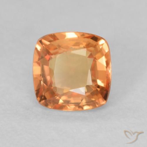 0.50 ct Orange Sapphire Stone, Natural Sapphire in Cushion-Cut Shape for Sale