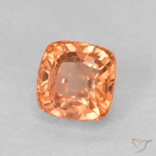 0.63 ct Orange Sapphire Stone, Natural Sapphire in Cushion-Cut Shape for Sale