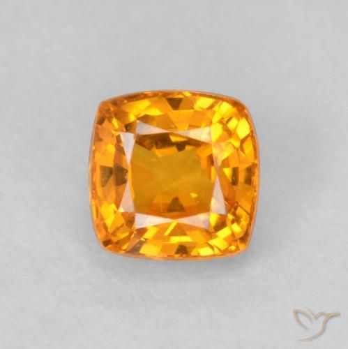 0.56ct Natural Bright Orange Sapphire, Cushion, VVS-VS