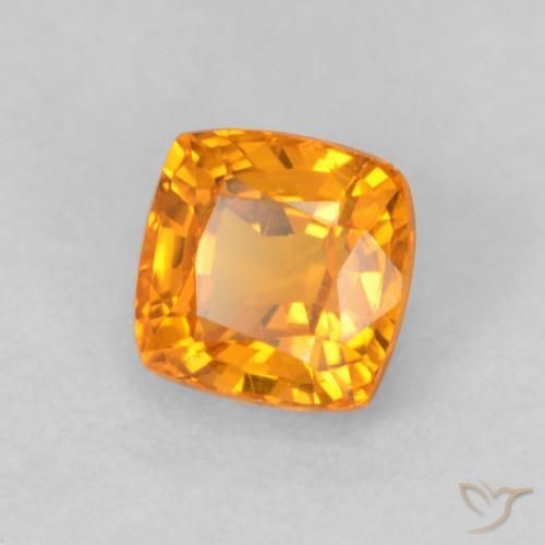 0.56 ct Orange Sapphire Stone, Natural Sapphire in Cushion-Cut Shape for Sale