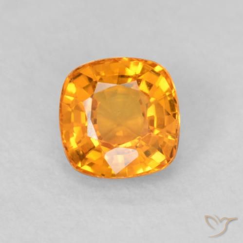 0.48ct Natural Bright Orange Sapphire, Cushion, VVS-VS