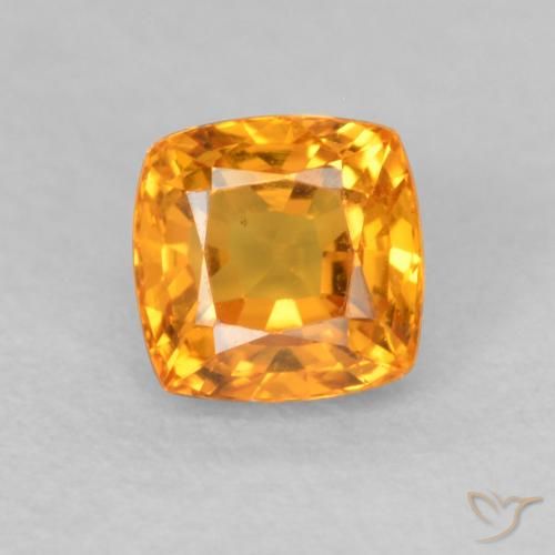 0.61ct Natural Medium Orange Sapphire, Cushion, VVS-VS
