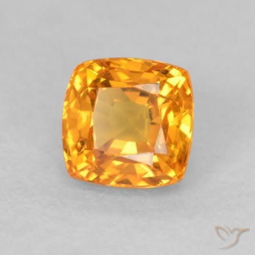 0.61 ct Orange Sapphire Stone, Natural Sapphire in Cushion-Cut Shape for Sale