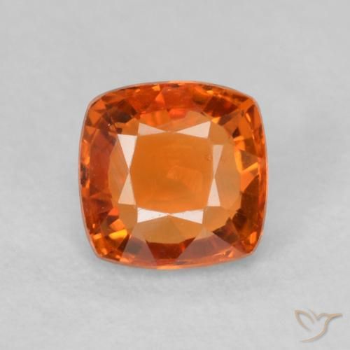 0.55ct Natural Fire Orange Sapphire, Cushion, VVS-VS