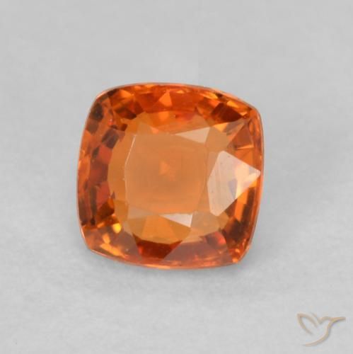 0.55 ct Orange Sapphire Stone, Natural Sapphire in Cushion-Cut Shape for Sale