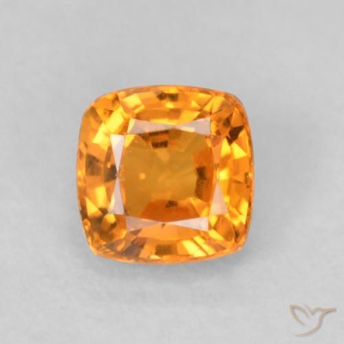 0.55ct Natural Bright Orange Sapphire, Cushion, VVS-VS