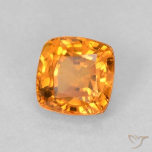 0.55 ct Orange Sapphire Stone, Natural Sapphire in Cushion-Cut Shape for Sale