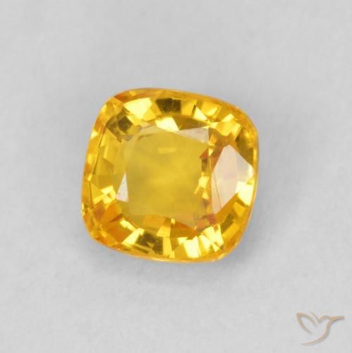 0.62 ct Golden Sapphire Stone, Natural Sapphire in Cushion-Cut Shape for Sale