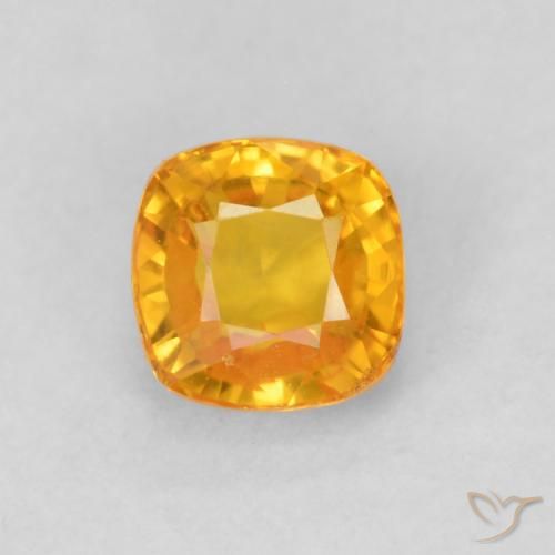 0.68ct Natural Medium Orange Sapphire, Cushion, VVS