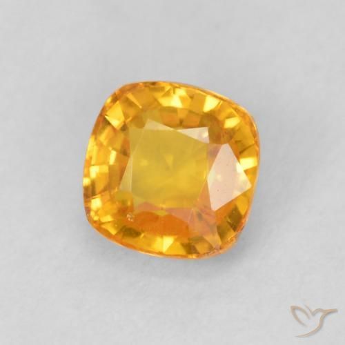 0.68 ct Golden Sapphire Stone, Natural Sapphire in Cushion-Cut Shape for Sale