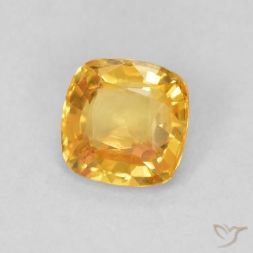0.54 ct Golden Sapphire Stone, Natural Sapphire in Cushion-Cut Shape for Sale