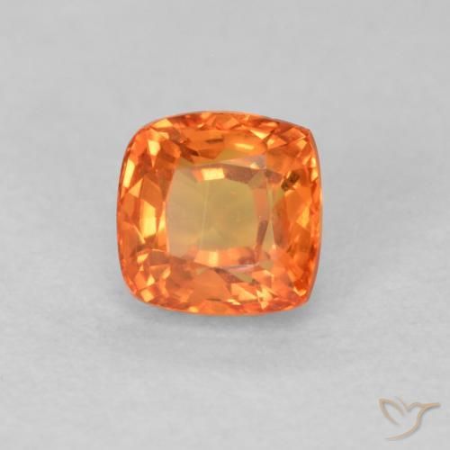 0.64 ct Orange Sapphire Stone, Natural Sapphire in Cushion-Cut Shape for Sale