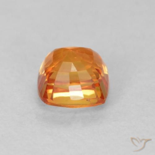 0.64ct Natural Bright Orange Sapphire, Cushion, VVS