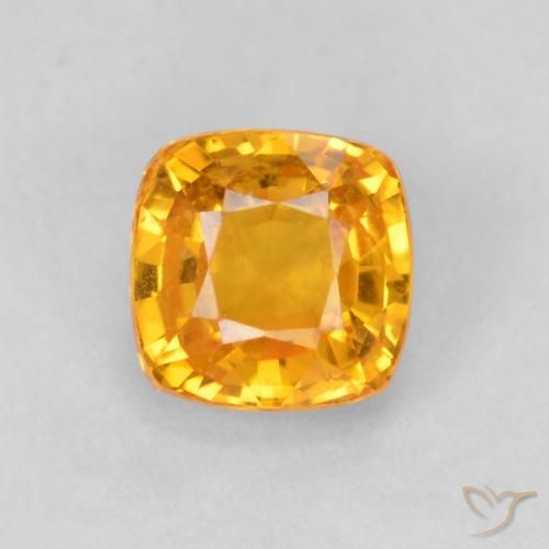 0.76ct Natural Orange-Gold Sapphire, Cushion, VVS
