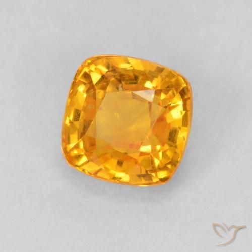 0.76 ct Golden Sapphire Stone, Natural Sapphire in Cushion-Cut Shape for Sale