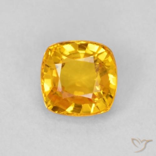 Saphir jaune en vrac de 0,63 ct, taille coussin de 4,5 x 4,5 mm de Tanzanie, Photo A