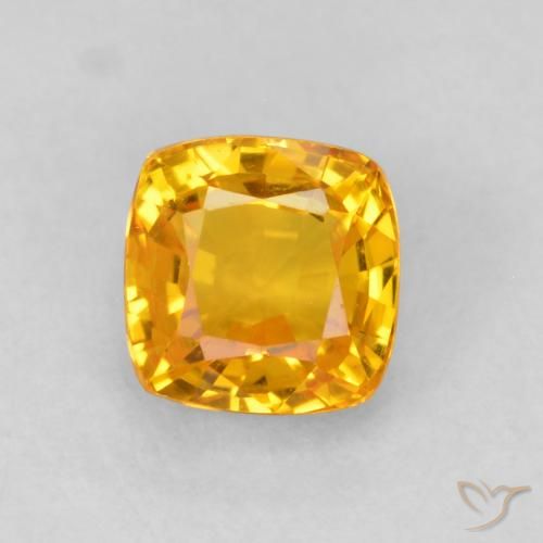 0.78ct Natural Golden Orange Sapphire, Cushion, VVS