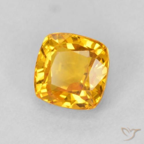 0.78 ct Golden Sapphire Stone, Natural Sapphire in Cushion-Cut Shape for Sale